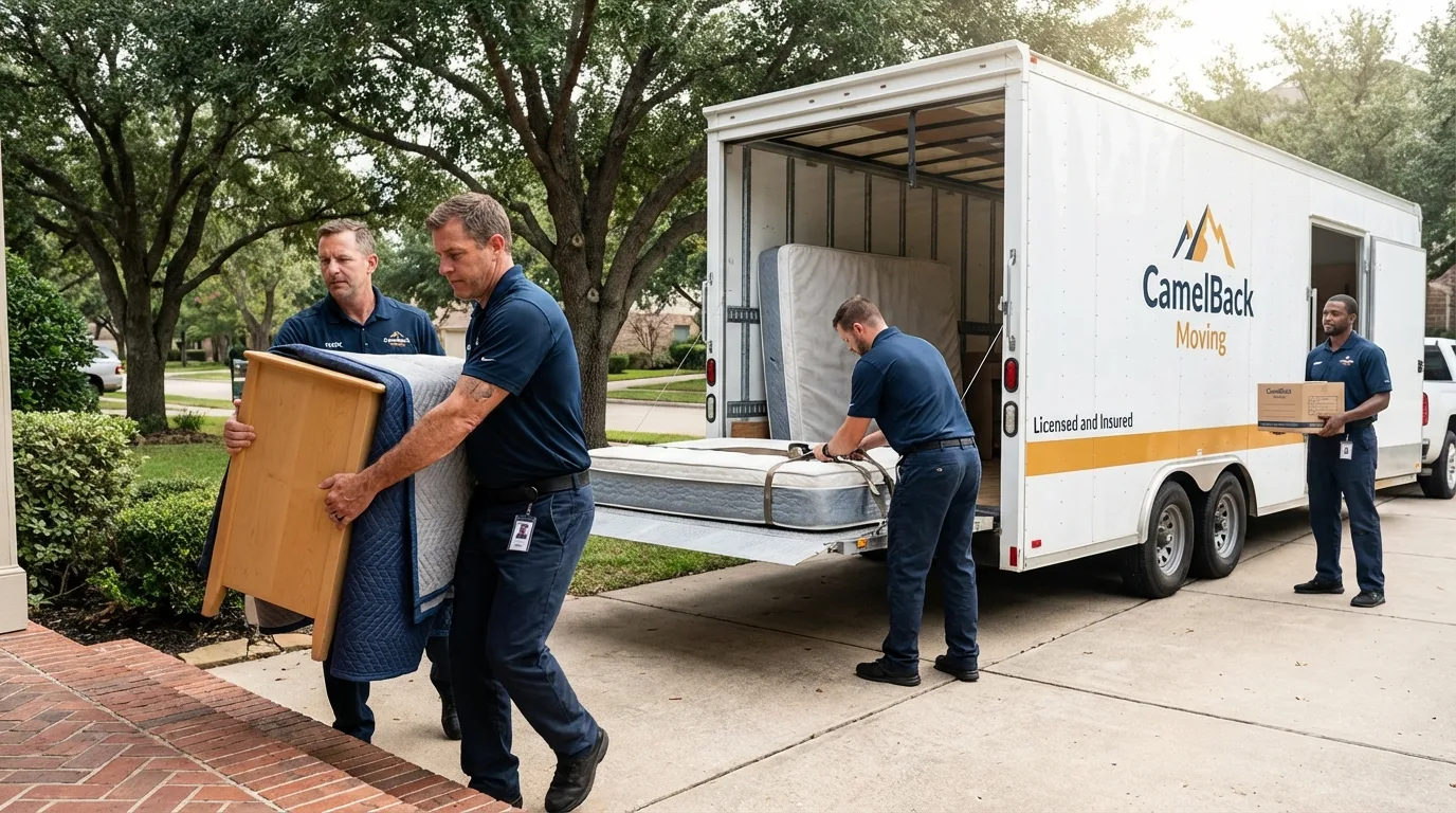 Crew loading residential truck for cross-state move from Richton Park, IL